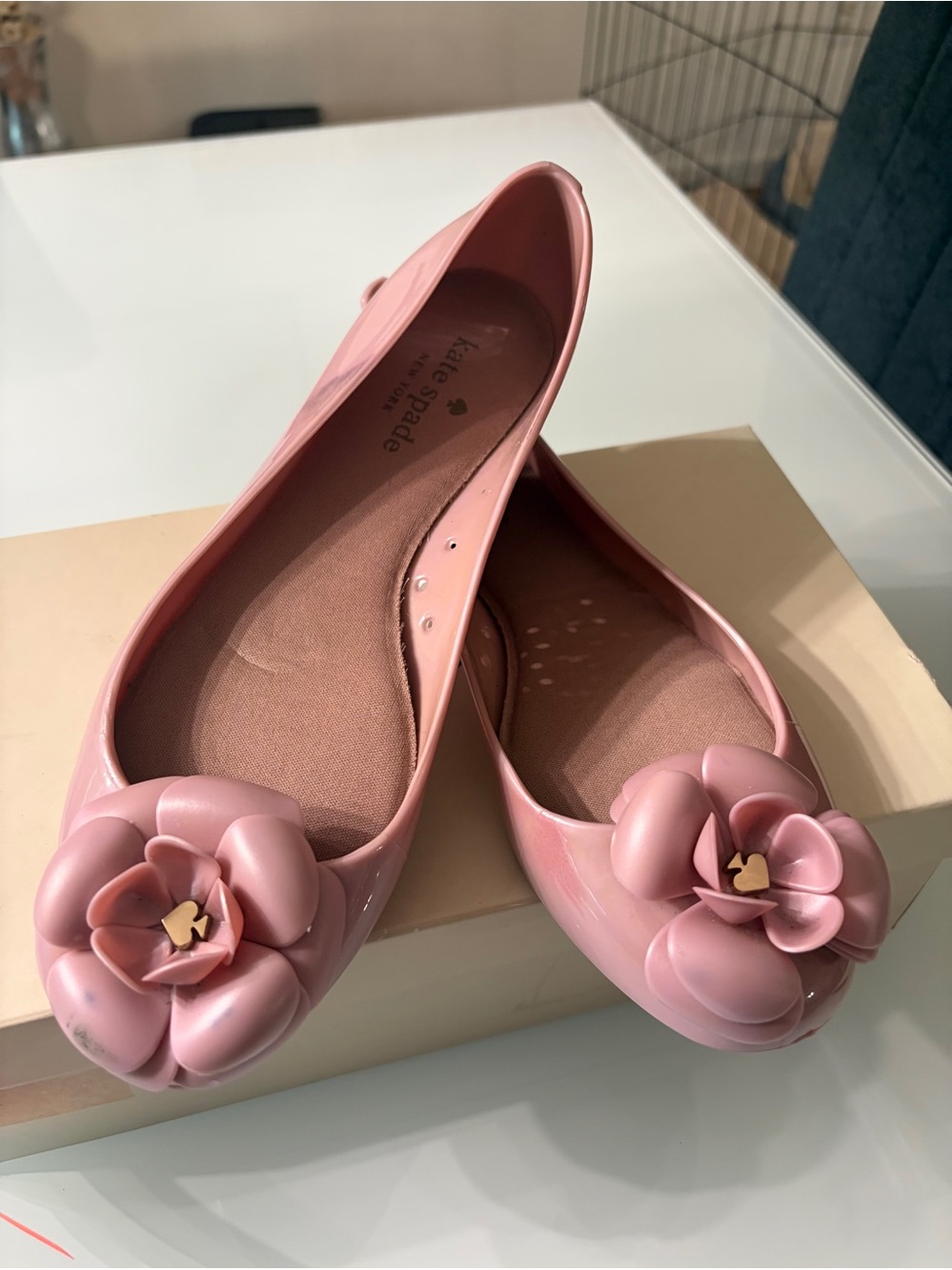kate spade Pink Floral Jelly Ballet Flats 9 - Picture 1 of 8